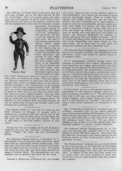 [Page from Playthings Magazine illus. dolls: between 1910 and 1929]