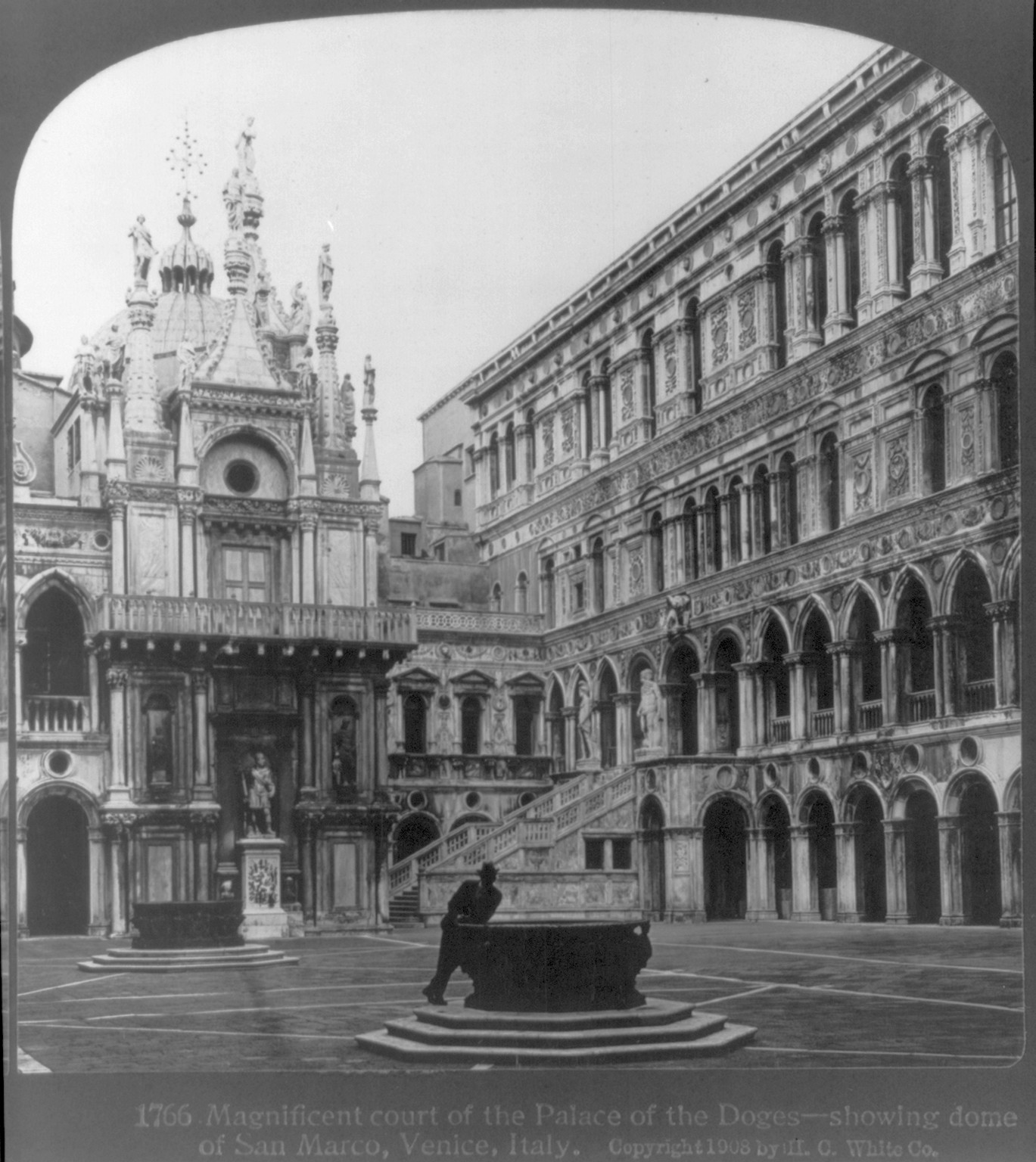 Magnificent court of the Palace of the Doges - showing dome of San Marco, Venice, Italy, c1909. — historic photograph