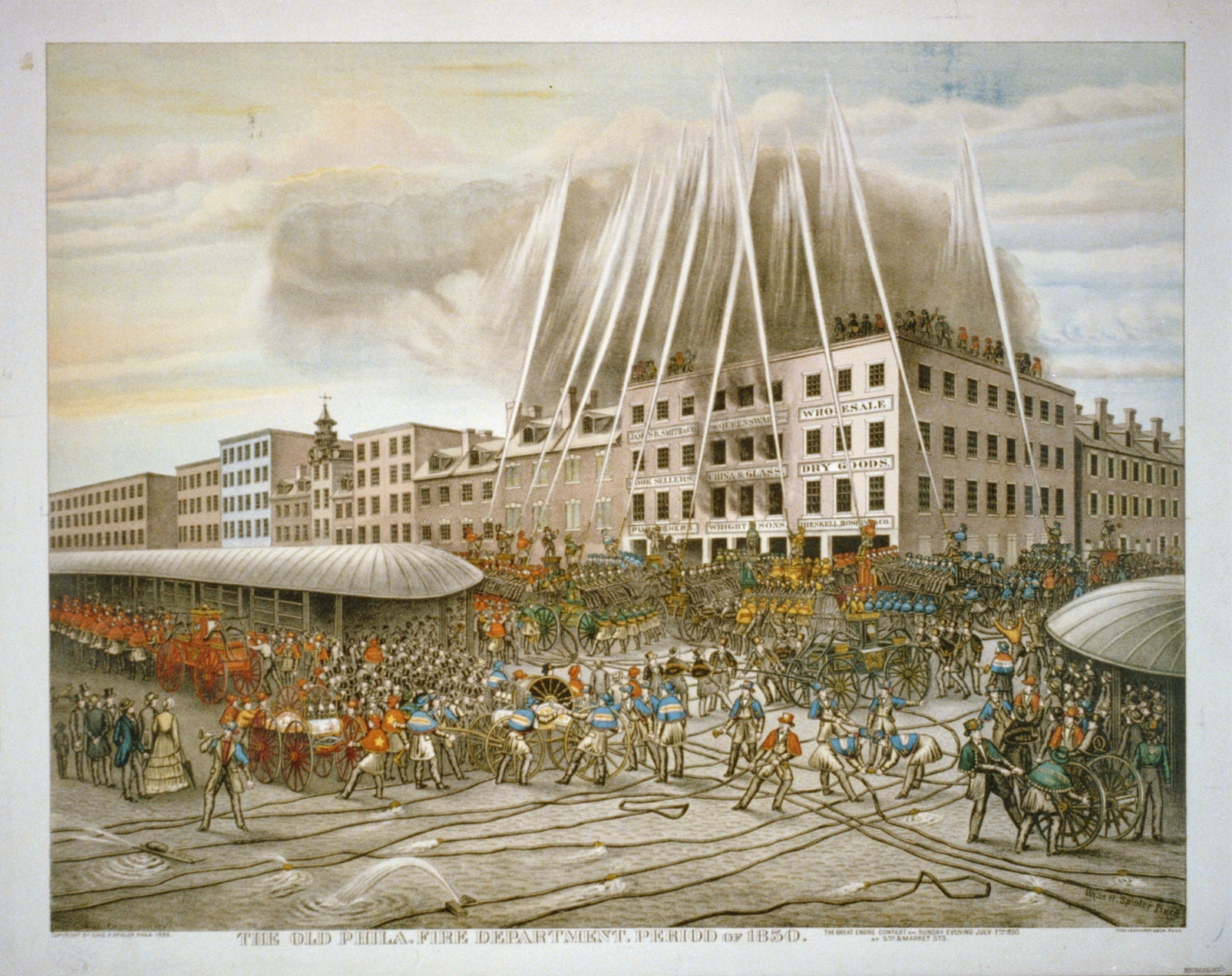The old Phila. fire department. Period of 1850, c1883 Apr. 20. — historic print