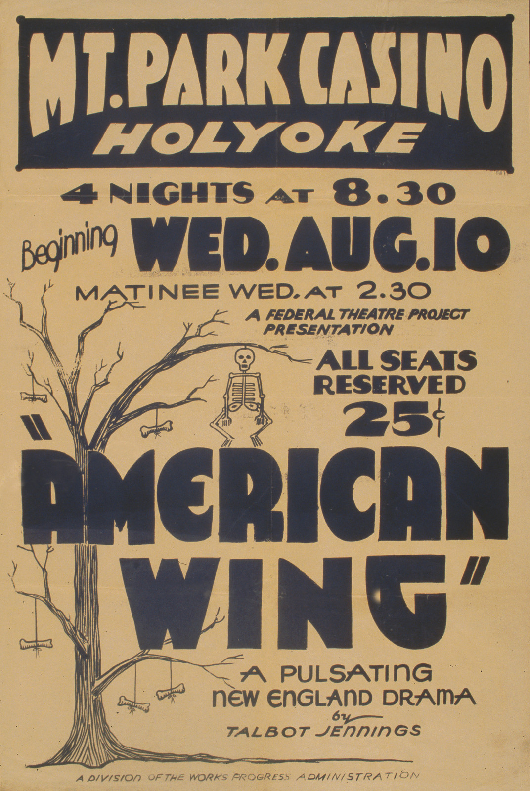 Mt. Park Casino Holyoke American Wing WPA theatre poster — vintage poster