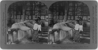 Manila hemp industry, Philippines: Filipino rope factory, hacking the fiber