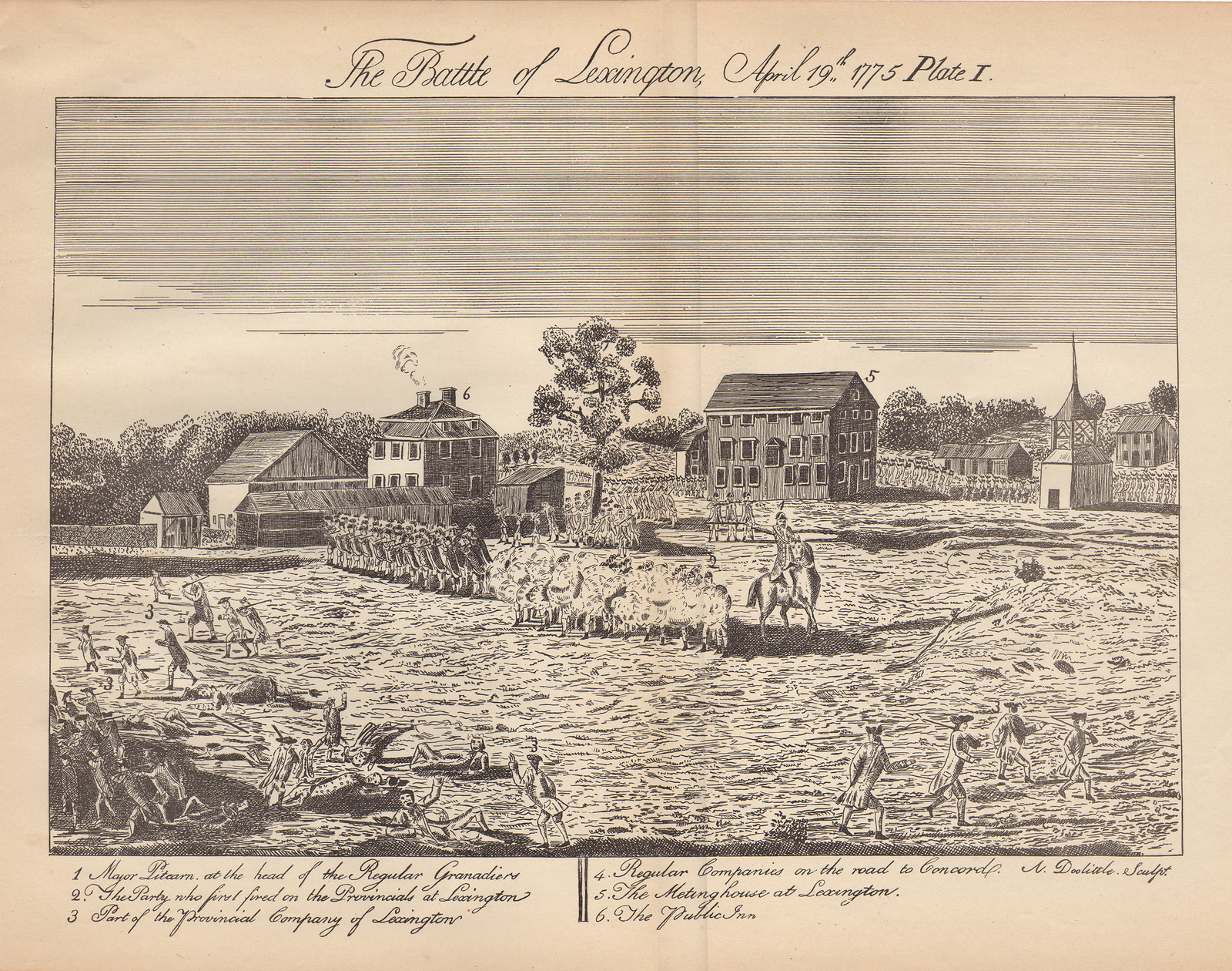 Battle of Lexington, Massachusetts, 1775, 1775 — antique map