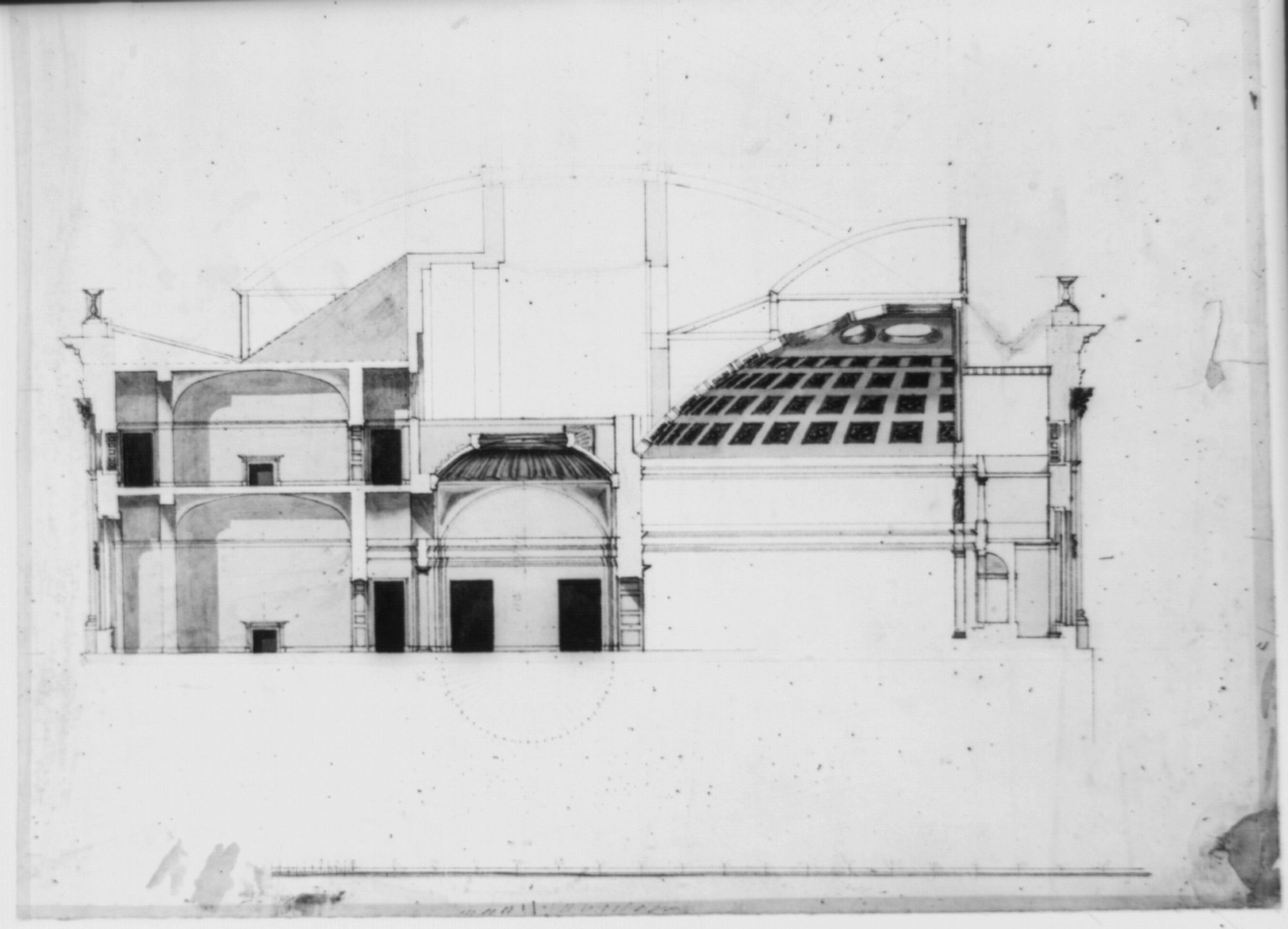 [United States Capitol, Washington, D.C. Section, North Wing looking north], [between 1815 and 1817] — historic drawing