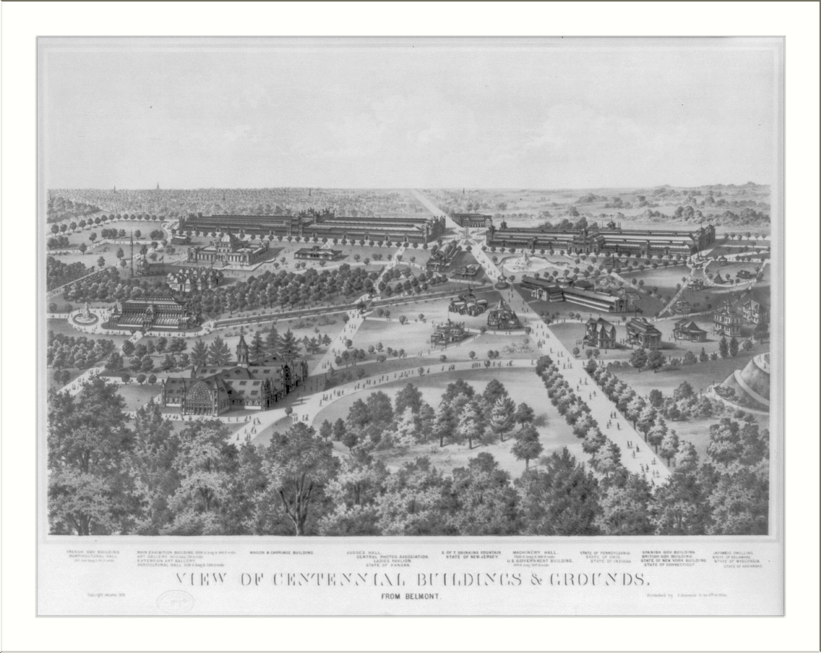 View of centennial buildings & grounds, c1878. — historic print