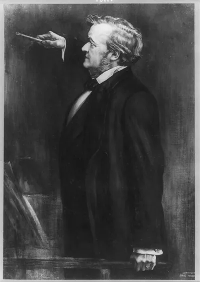 [Richard Wagner, 1813-1883, half-length portrait, standing, conducting, left profile]