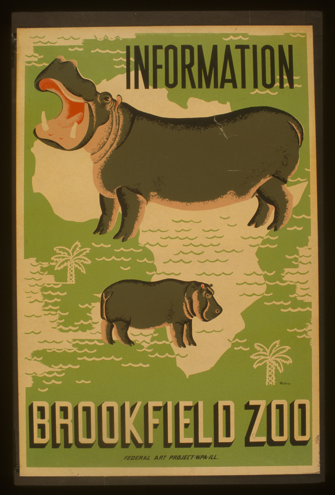 Information - Brookfield Zoo / Waltrip., 1936 — vintage poster