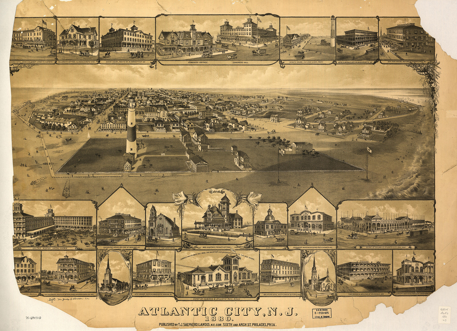 Atlantic City, New Jersey, 1880, 1880 — antique map