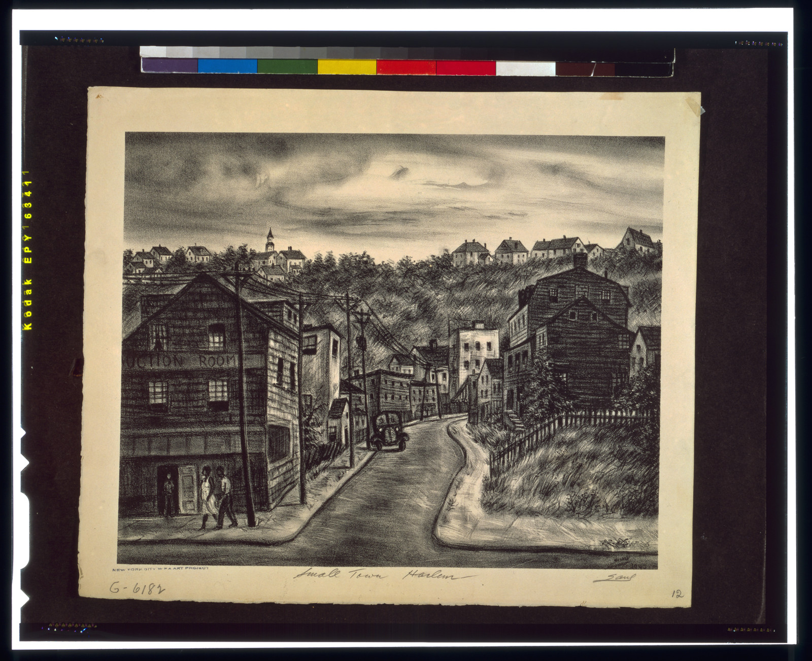 Small town Harlem / Saul., 1940 — antique lithograph