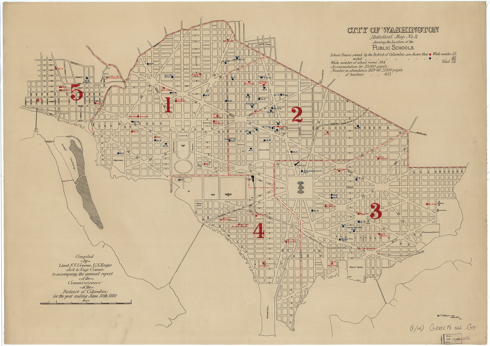 City of Washington Statistical Map No. 8, Public Schools — antique map