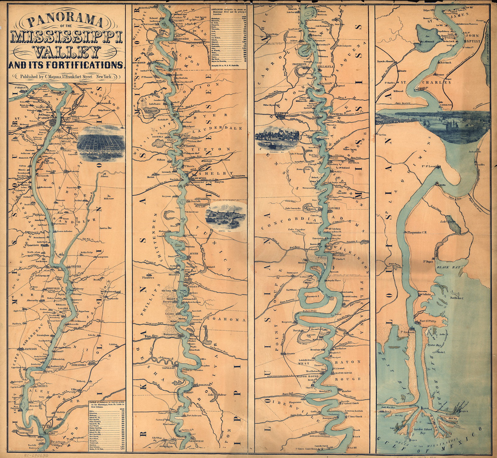 Panorama of the Mississippi Valley and its fortifications eng. by F.W. Boell — historic image