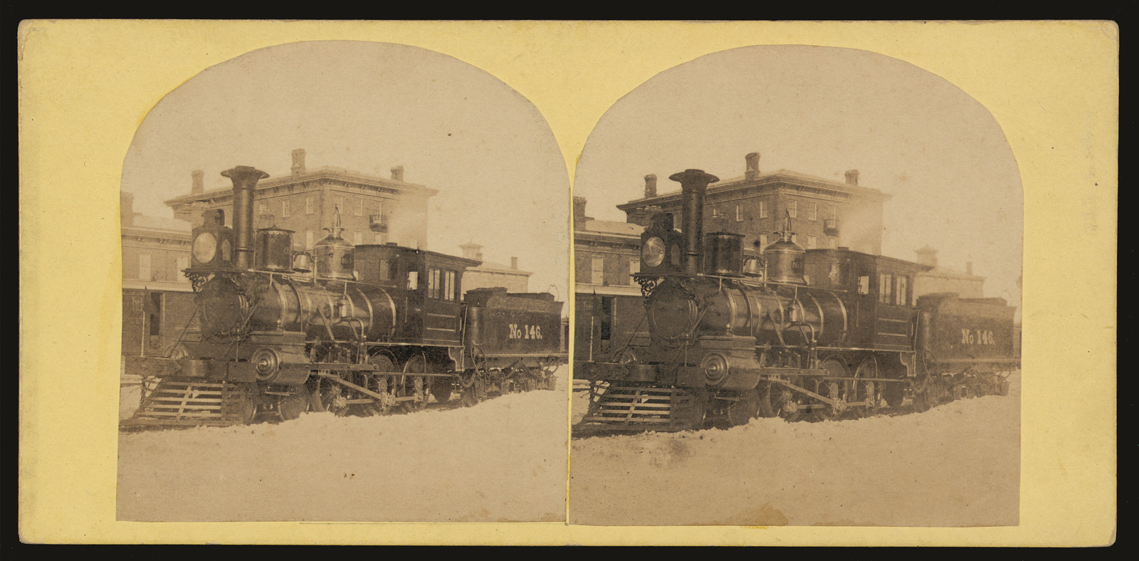 Locomotive no.146 Gill & Grier patent smoke consumes(?) Penna R.R., 1860 — historic photograph