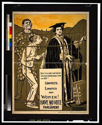 Convicts lunatics and women! Have no vote for parliament She: Is it time I got out of this place - Where shall I find the KEY? / Emily J. Harding Andrews.