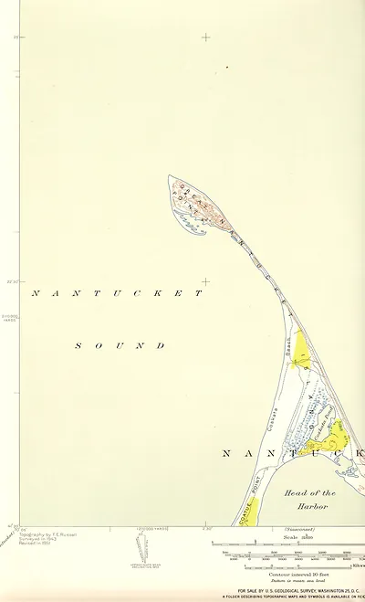 Topographic map of Great Point and Nantucket Sound