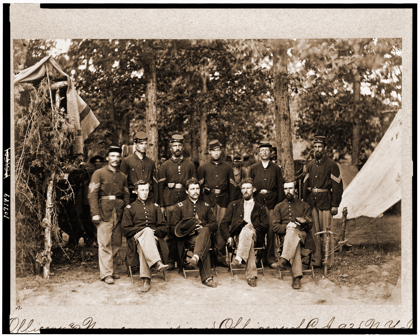 Officers and non-commissioned officers of Co. J(?) 93d N.Y. Infy. Bealton Va., 1863 — historic photograph