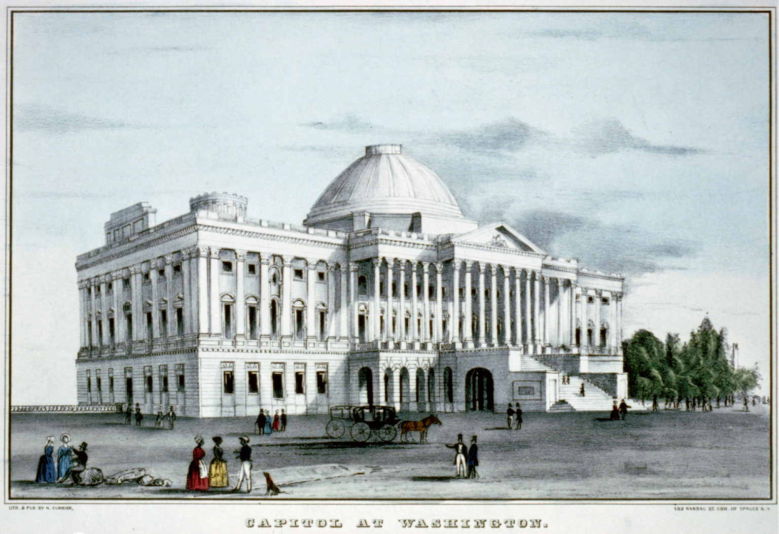 Capitol at Washington, [New York] : N. Currier, [between 1835 and 1856] — antique lithograph