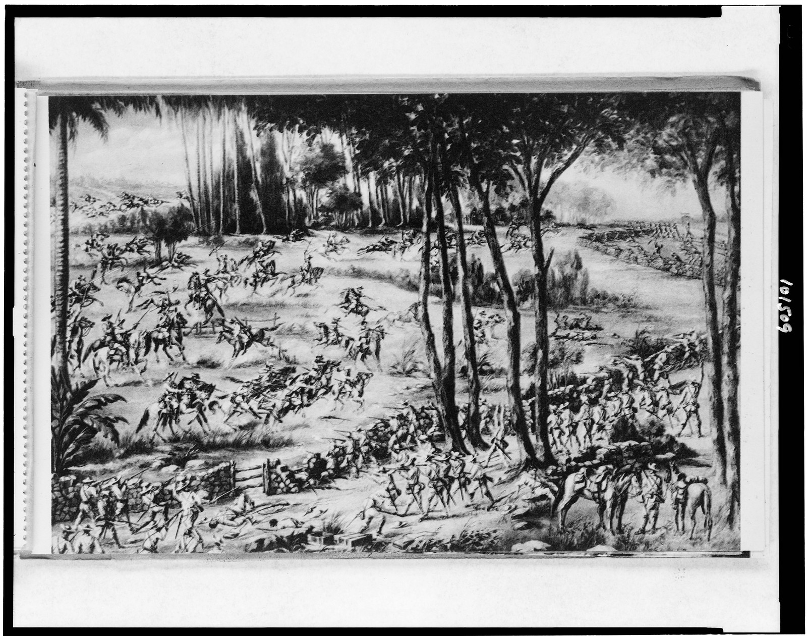 Guerra de Independencia de Cuba--Combate de Magueyes--Camino Real de Veguitas a Bayamo, diciembre 17, 1896, [ca. 1910] — vintage postcard