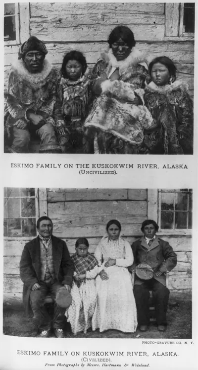 Eskimo family on the Kuskokwim River, Alaska