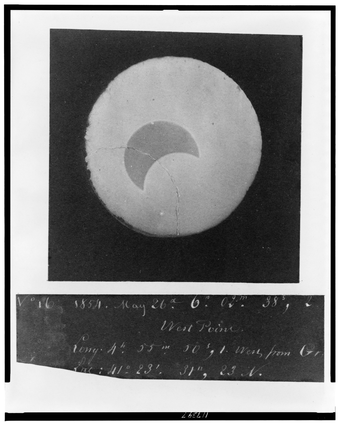 [Photograph of the solar eclipse of May 26, 1854, taken at West Point], 1854 — historic photograph