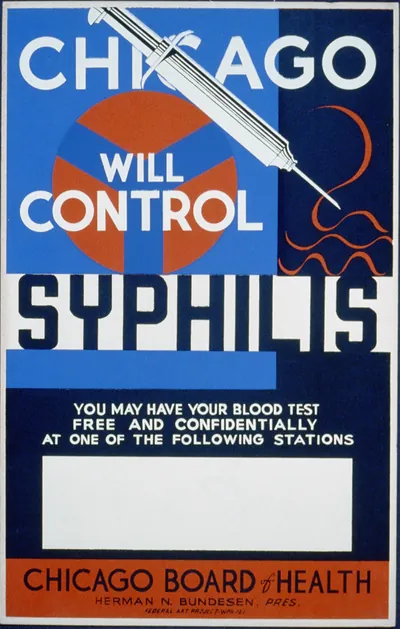 Chicago will control syphilis You may have your blood test free and confidentially at