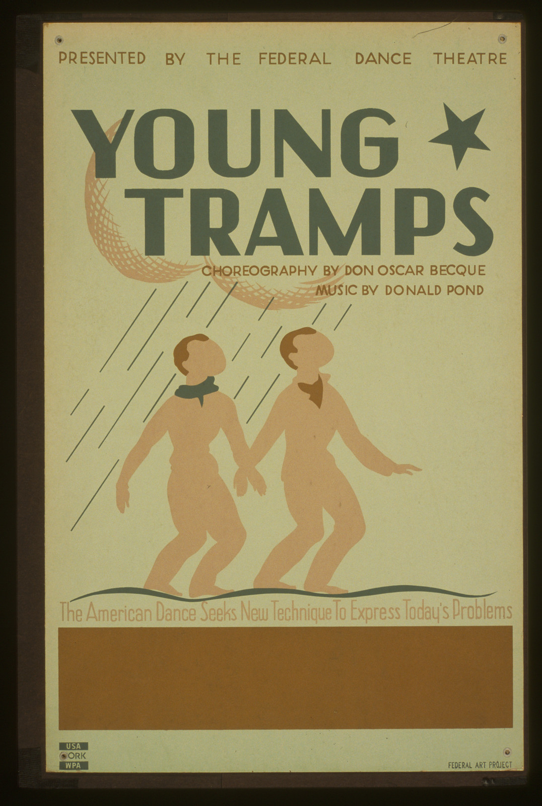 Presented by The Federal Dance Theatre Young tramps Choreography by Don Oscar Becque, 1936 — vintage poster