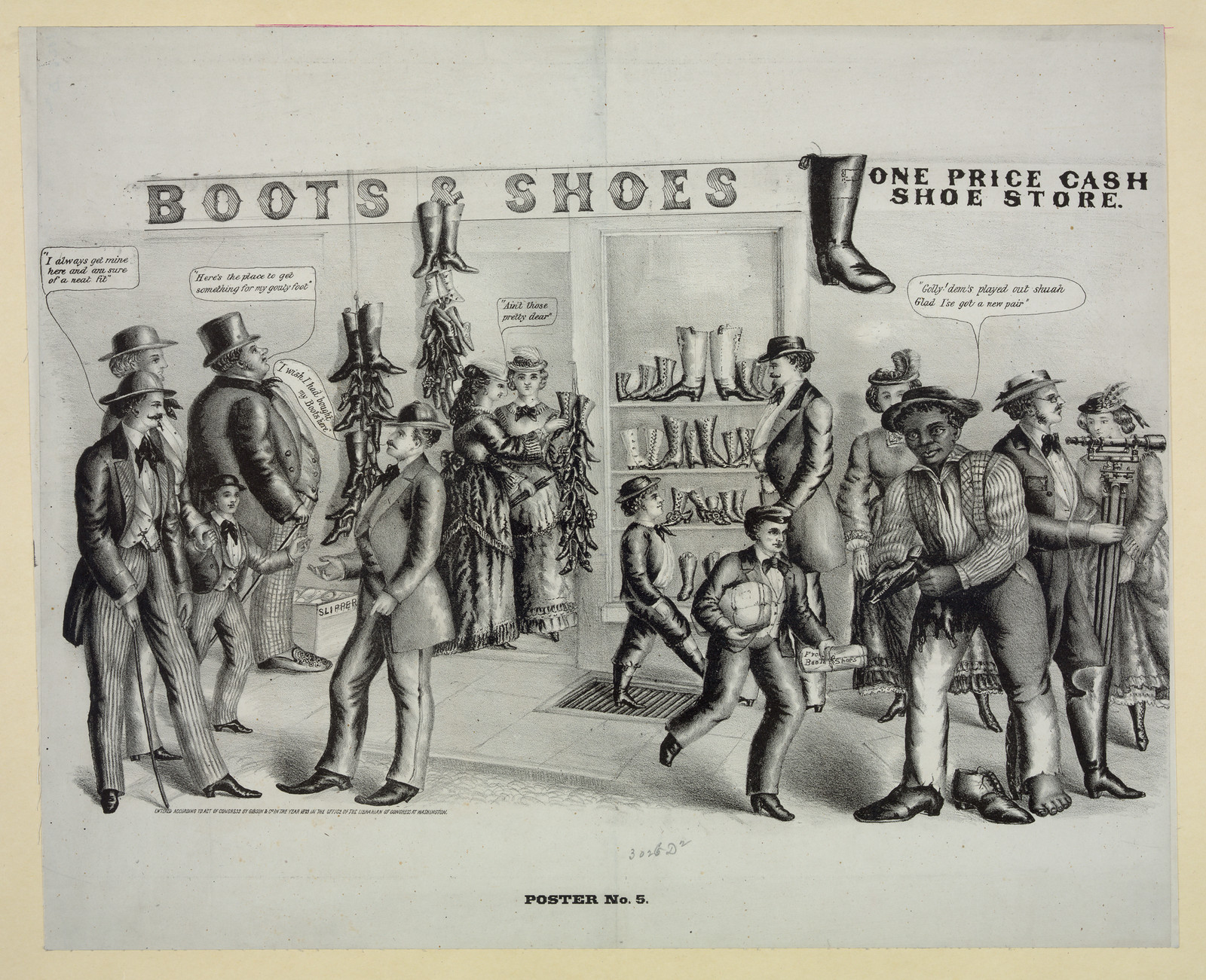 Boots & Shoes, One Price Cash Shoe Store, Poster No. 5 — vintage poster