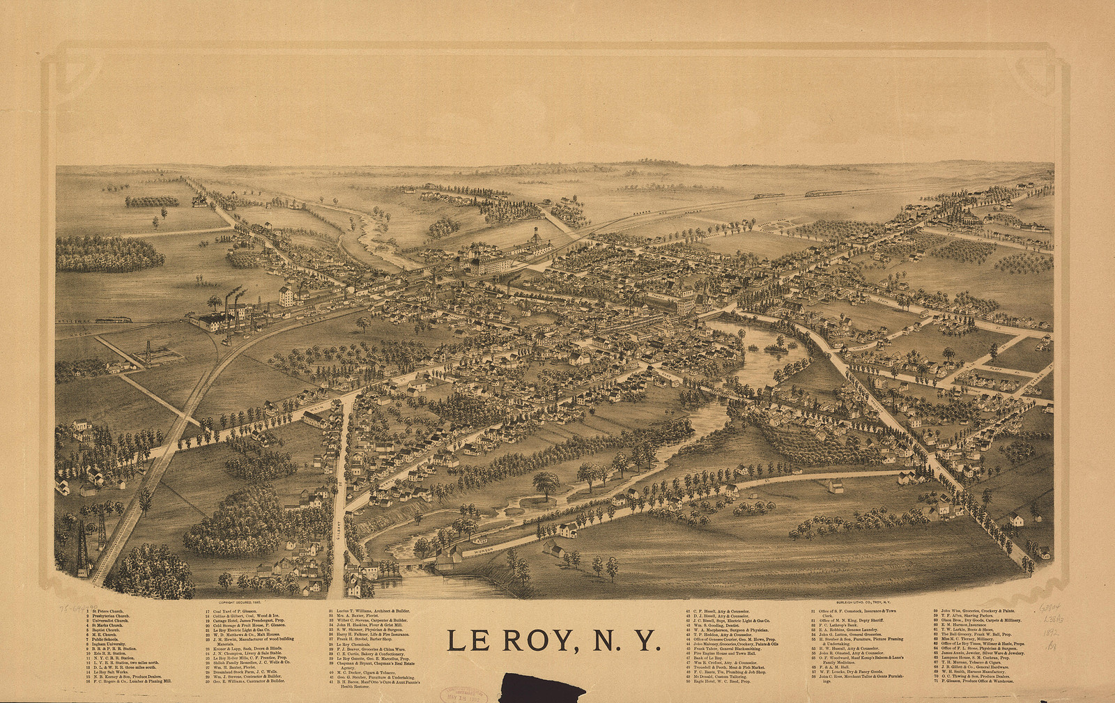 Le Roy, New York, 1892, 1892 — antique map