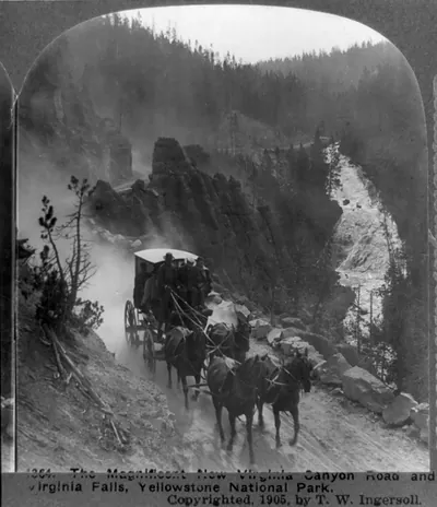The magnificent new Virginia Canyon Road and Virginia Falls, Yellowstone National Park