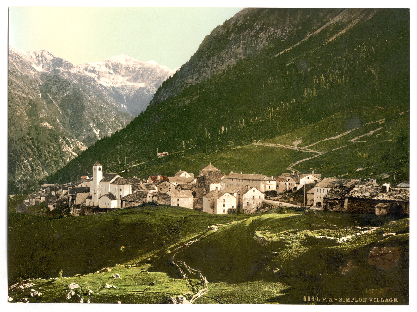 Simplon Pass the village Valais Alps of Switzerland, [between ca. 1890 and ca. 1900]. — historic print