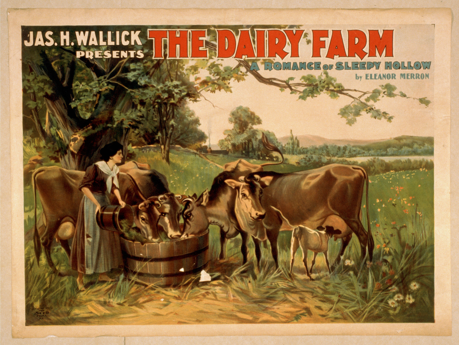 The Dairy Farm, a theatrical poster by Jas. H. Wallick — vintage poster