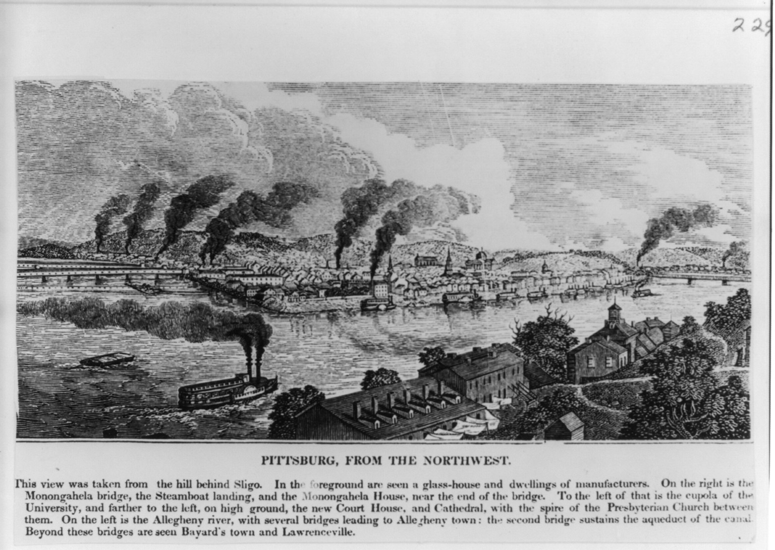 Pittsburg, form the Northwest. View from hill behind Sligo, c1857. — historic photograph