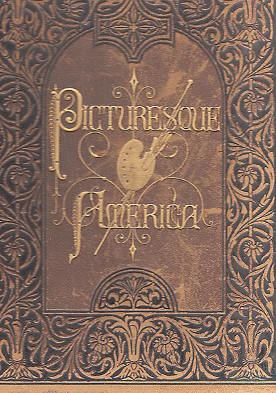 Picturesque America book cover with gold embossed lettering