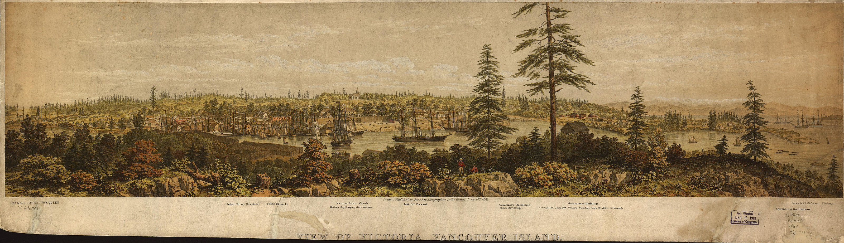 CANADA-Vancouver BC-1860, 1860 — antique map