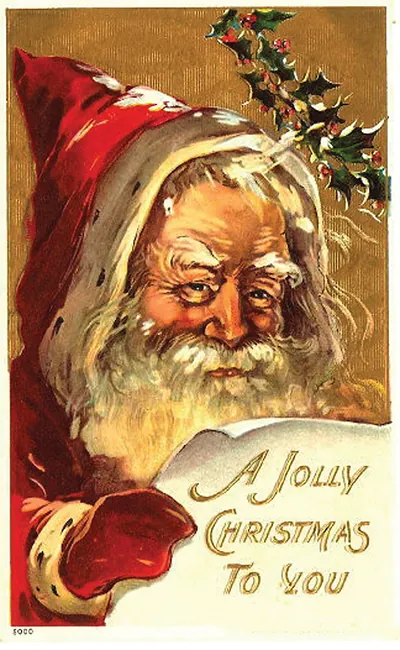 Santa Claus postcard reading 'A Jolly Christmas To You'