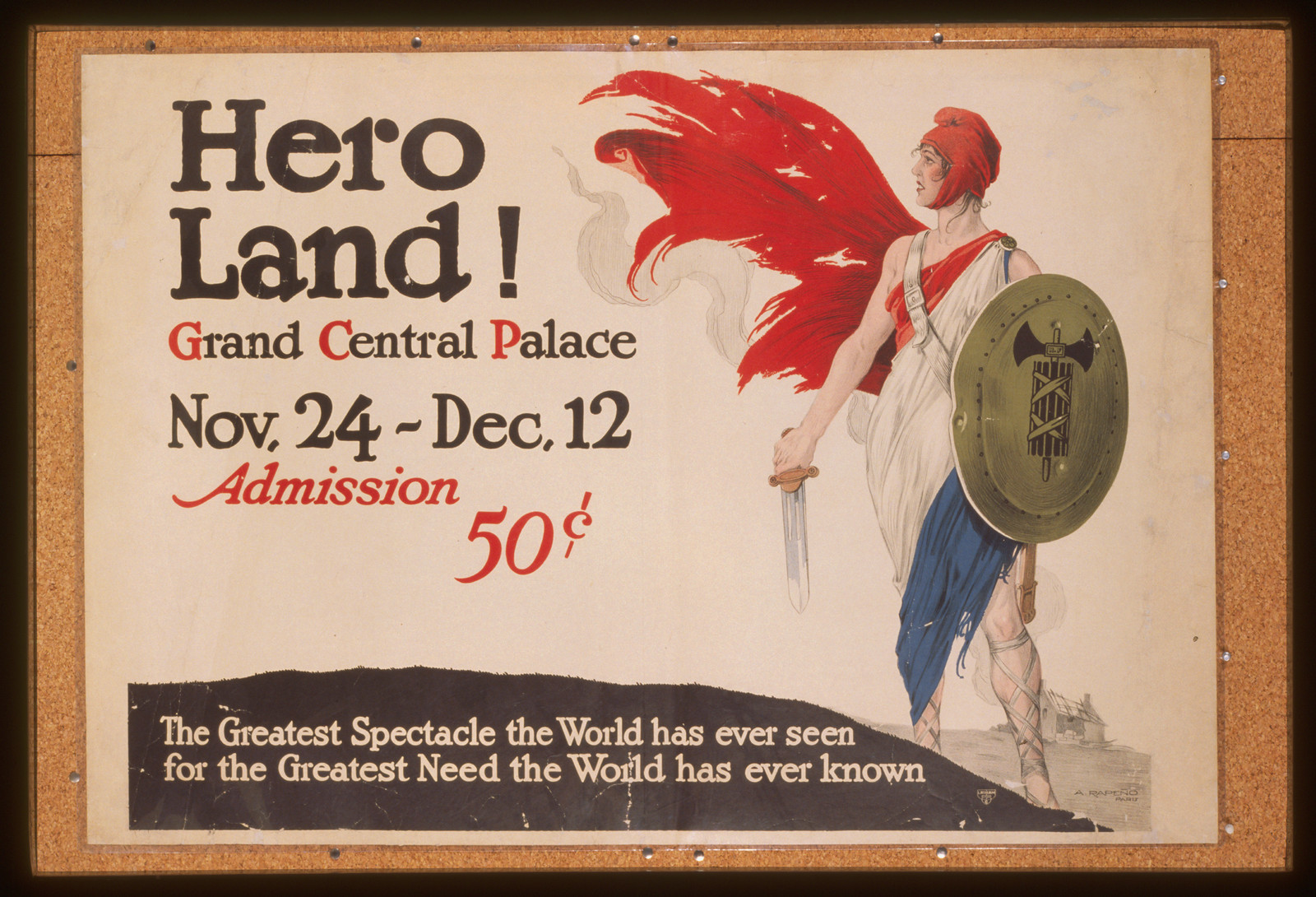 Hero land! Grand Central Palace Nov. 24 - Dec. 12. Admission 50 cents, 1917 — vintage poster