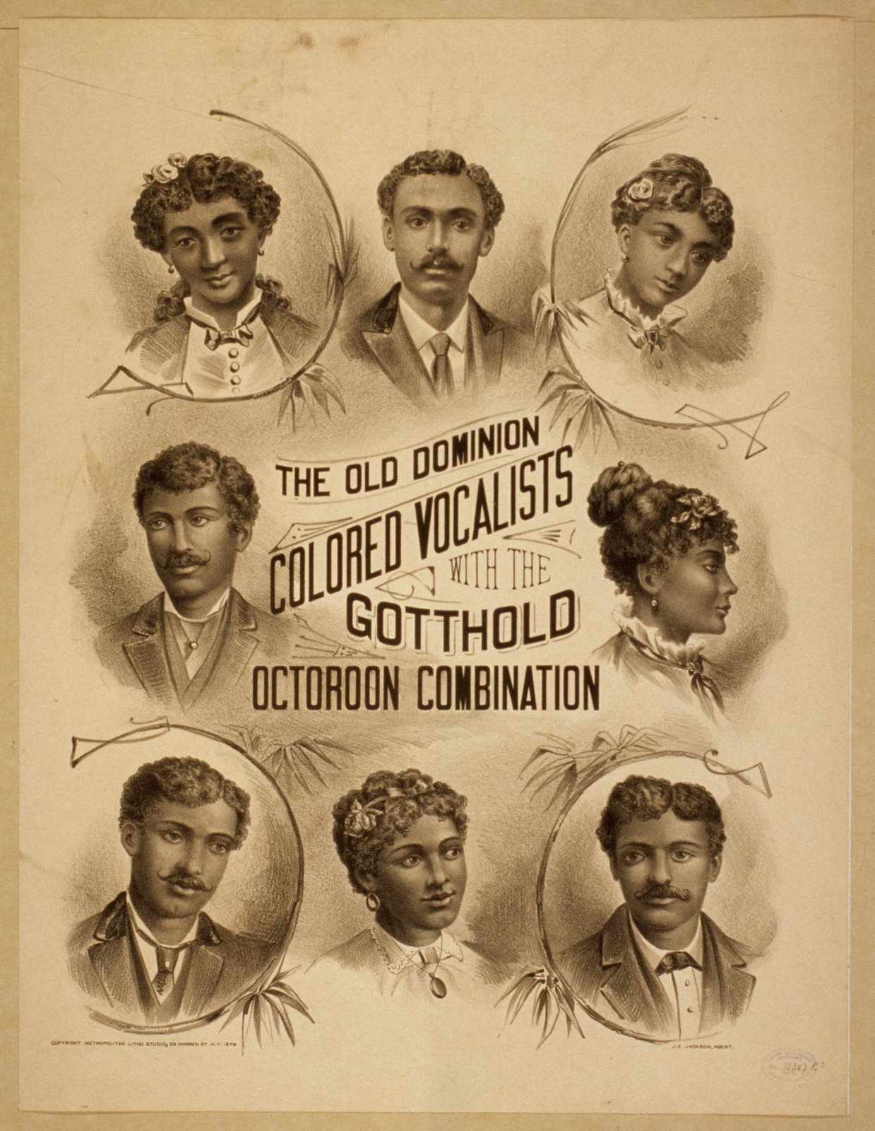 The Old Dominion Colored Vocalists with the Gotthold Octoroon Combination, 1879 — vintage poster