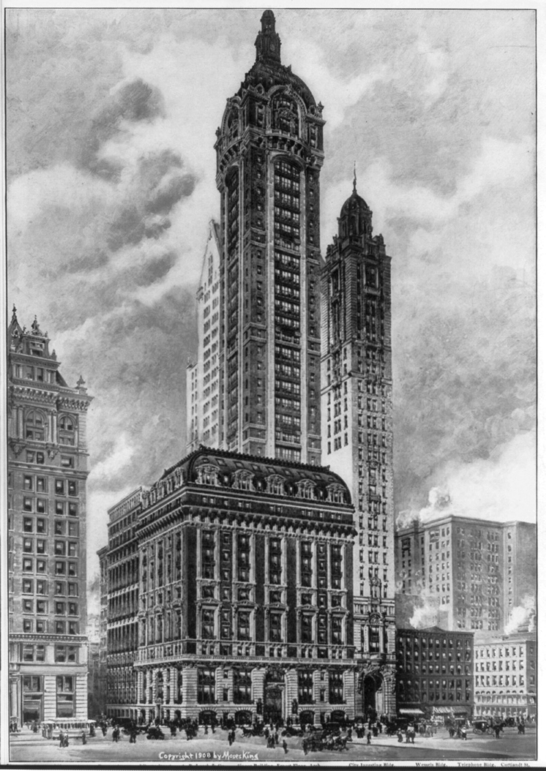 Singer Building, N.W. corner of Broadway and Liberty St., New York City, c1908. — historic print