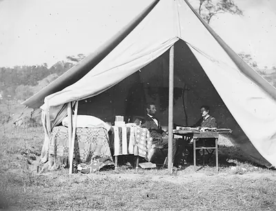 Antietam, Md. President Lincoln And Gen. George B. McClellan In The General's Tent; Another View