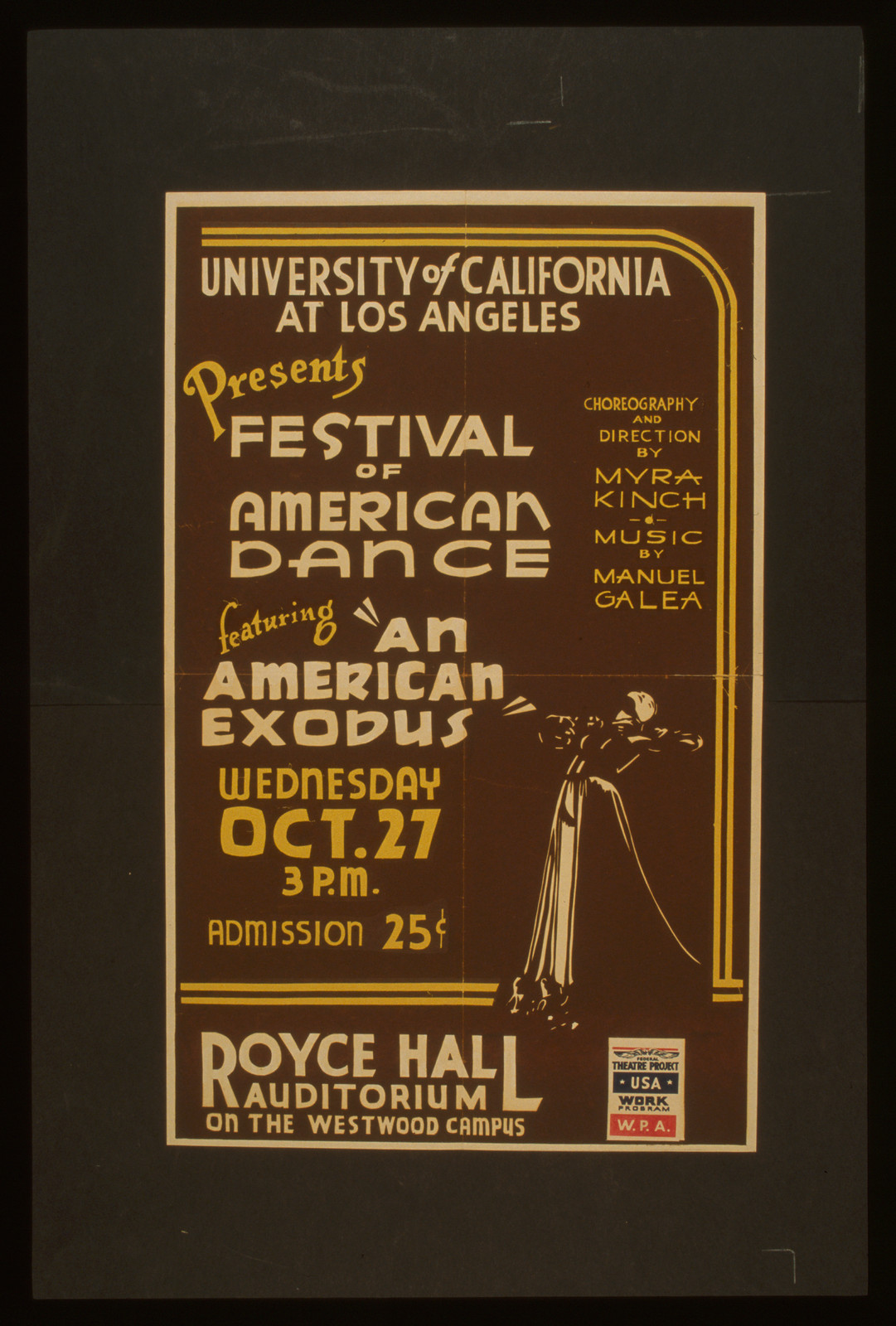 University of California at Los Angeles presents festival of American dance featuring, 1937 — vintage poster