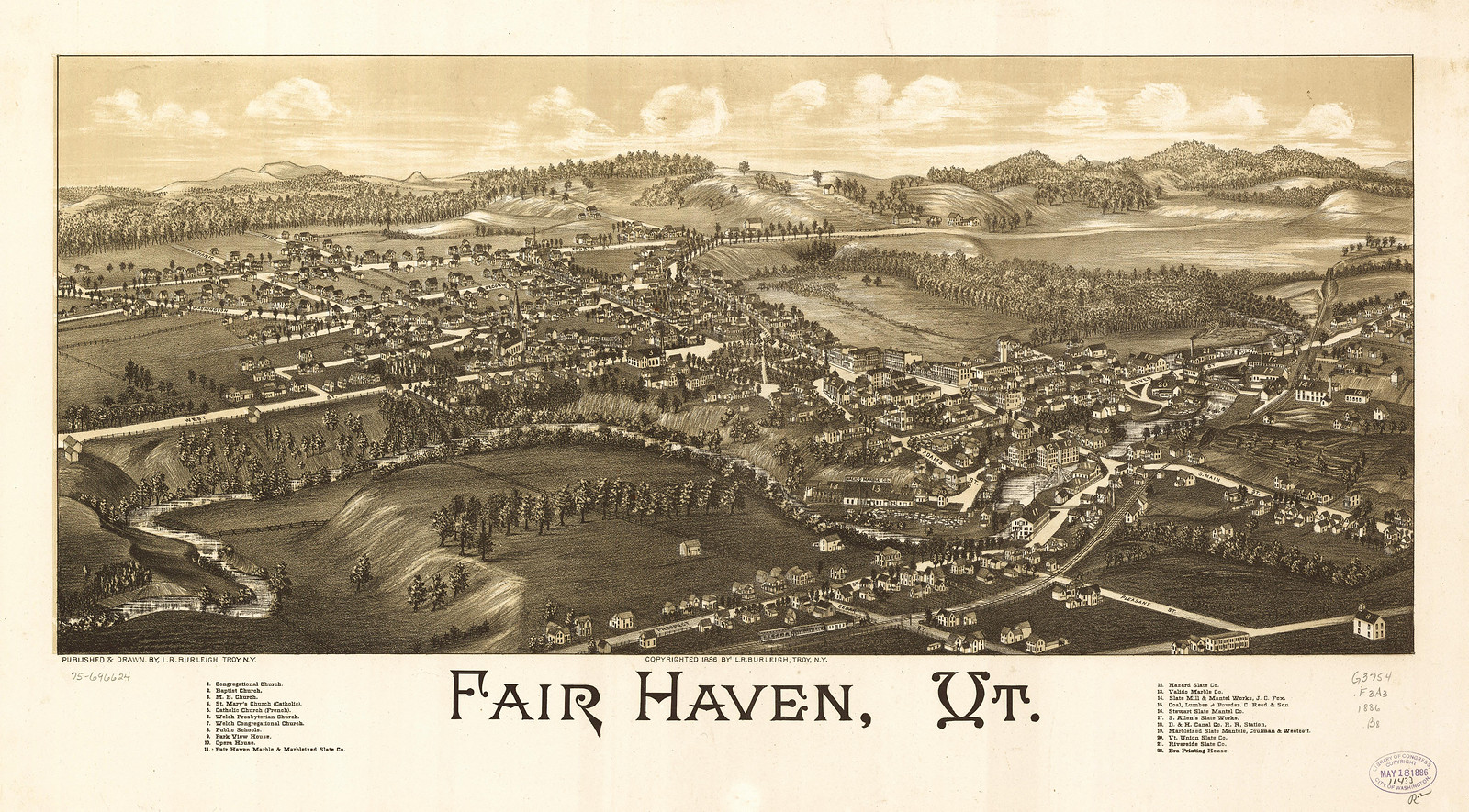 Fair Haven, Vermont, 1886, 1886 — antique map