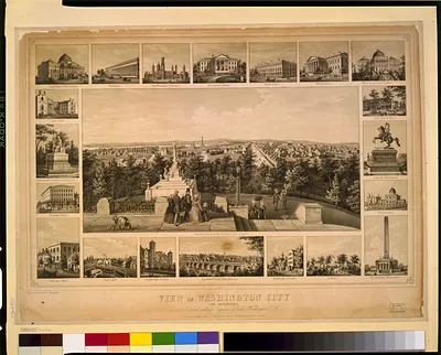 View of Washington City and Georgetown / Lith. by E. Weber & Co., Baltimore.