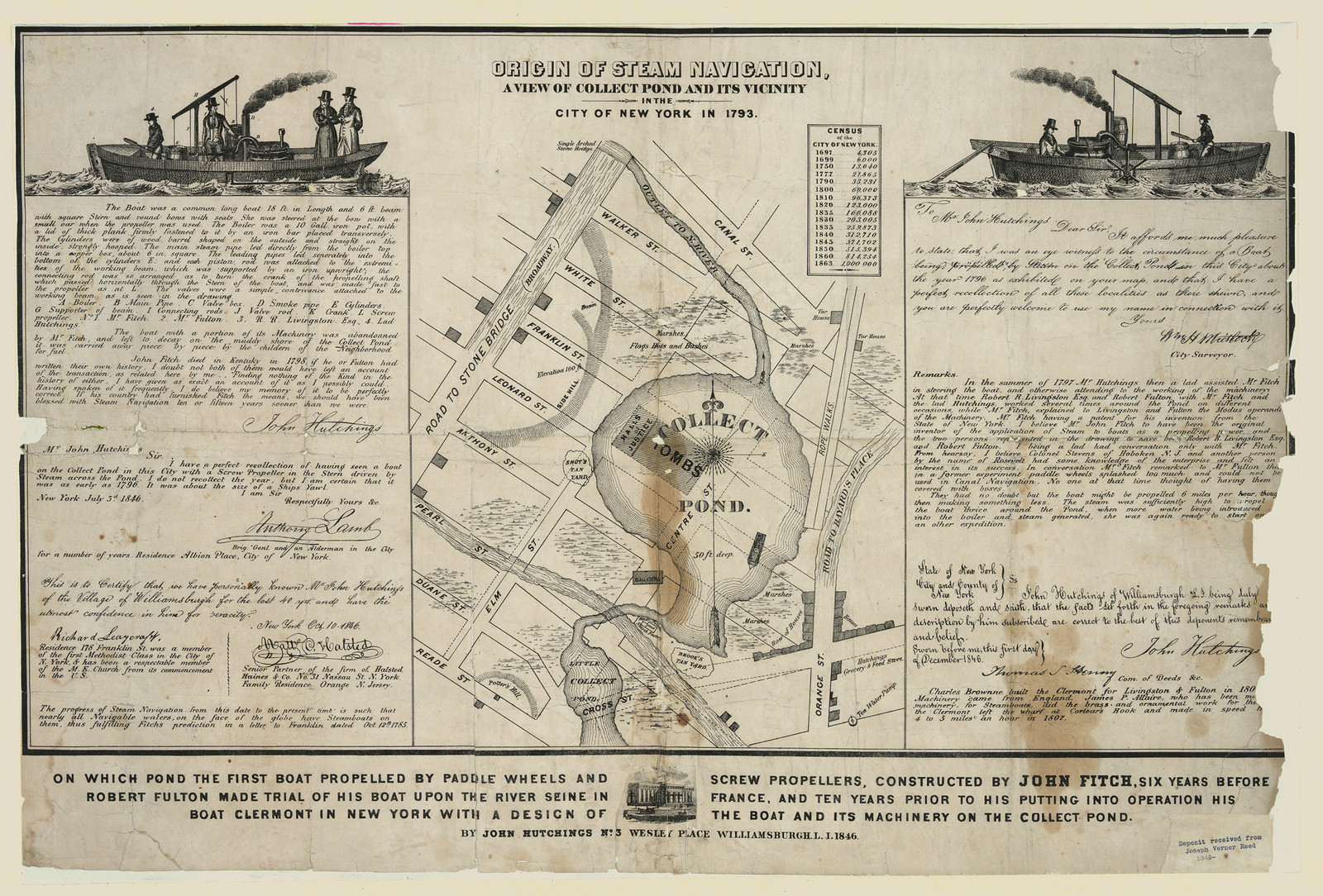 Origin of Steam Navigation: A View of Collect Pond and its Vicinity in the City of New York in 1793 — historic image