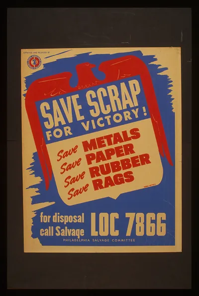 Save scrap for victory! Save metals save paper save rubber save rags.