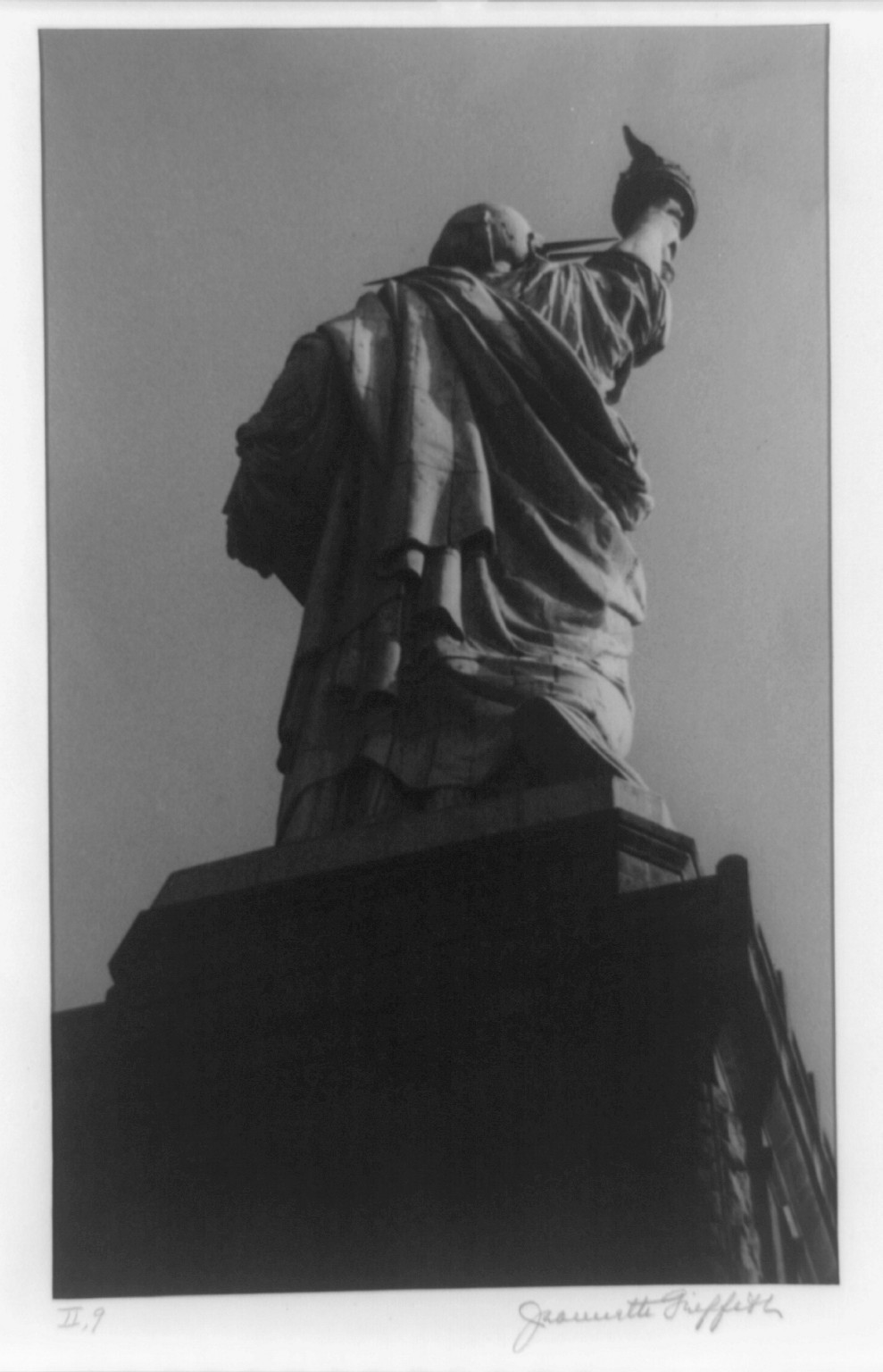[Statue of Liberty: Full frontal lgth. view from top of the pedestal], [1938?] — historic photograph