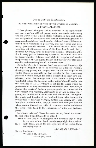 Lincoln Thanksgiving Proclamation