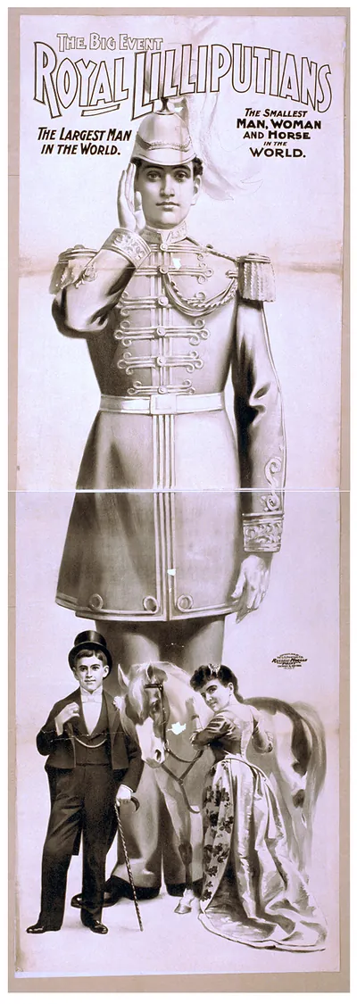 Royal Lilliputians the big event : the largest man in the world : the tallest man woman and horse in the world.