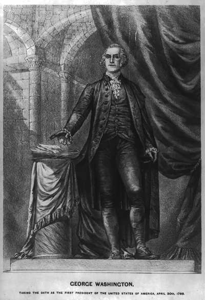 George Washington, taking the oath as the first president of the United States of America, April 30th, 1789