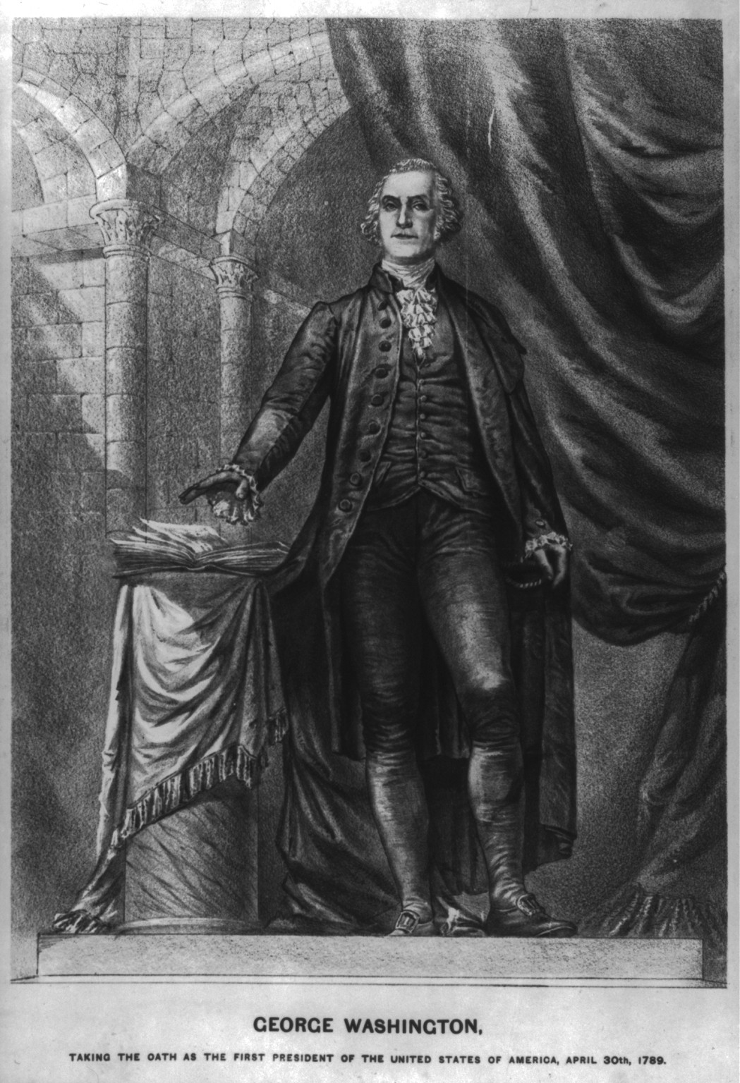 George Washington, taking the oath as the first president of the United States of America, April 30th, 1789, c1899 Apr. 10. — historic print