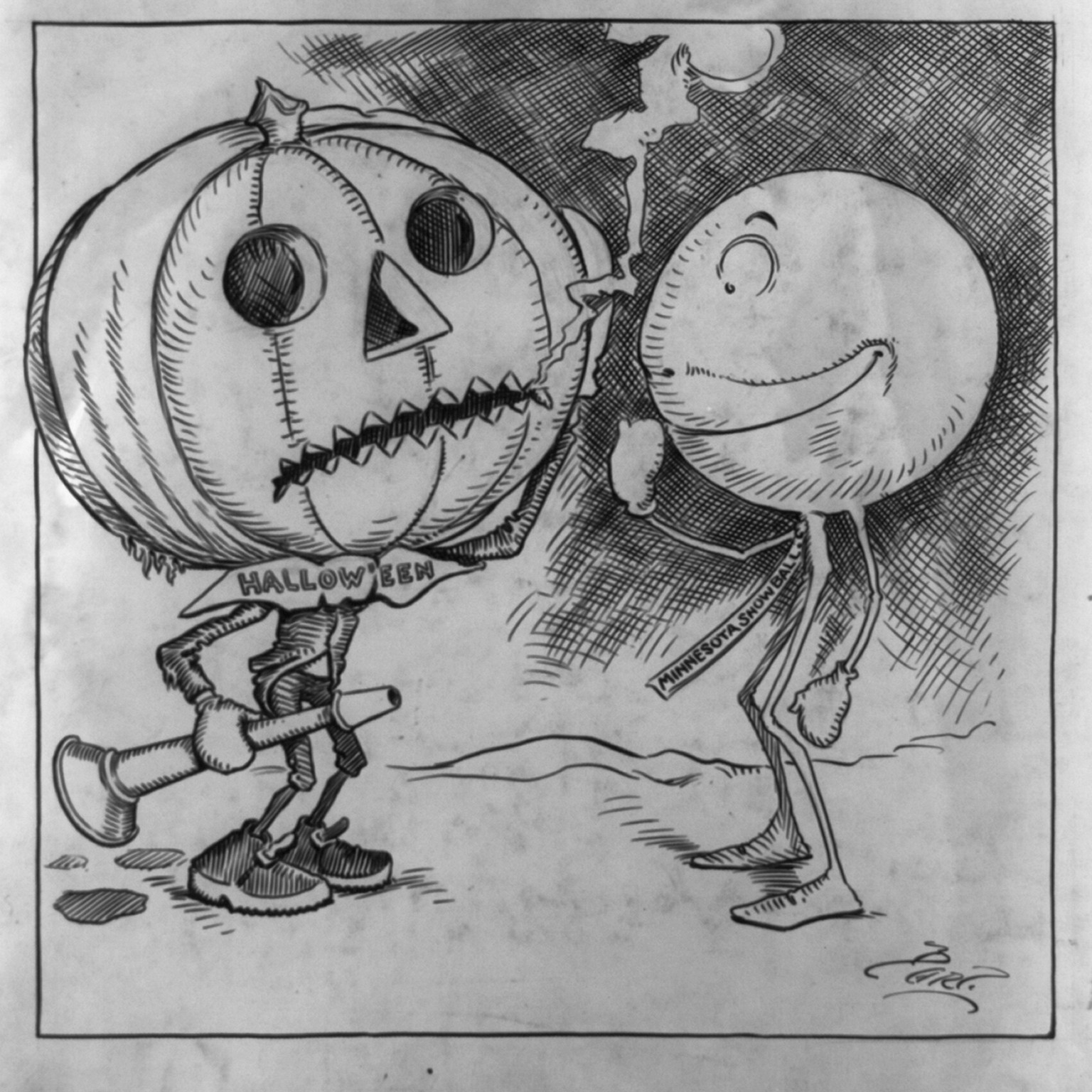 Halloween and the Minnesota snowball, [between 1898 and 1915] — historic drawing