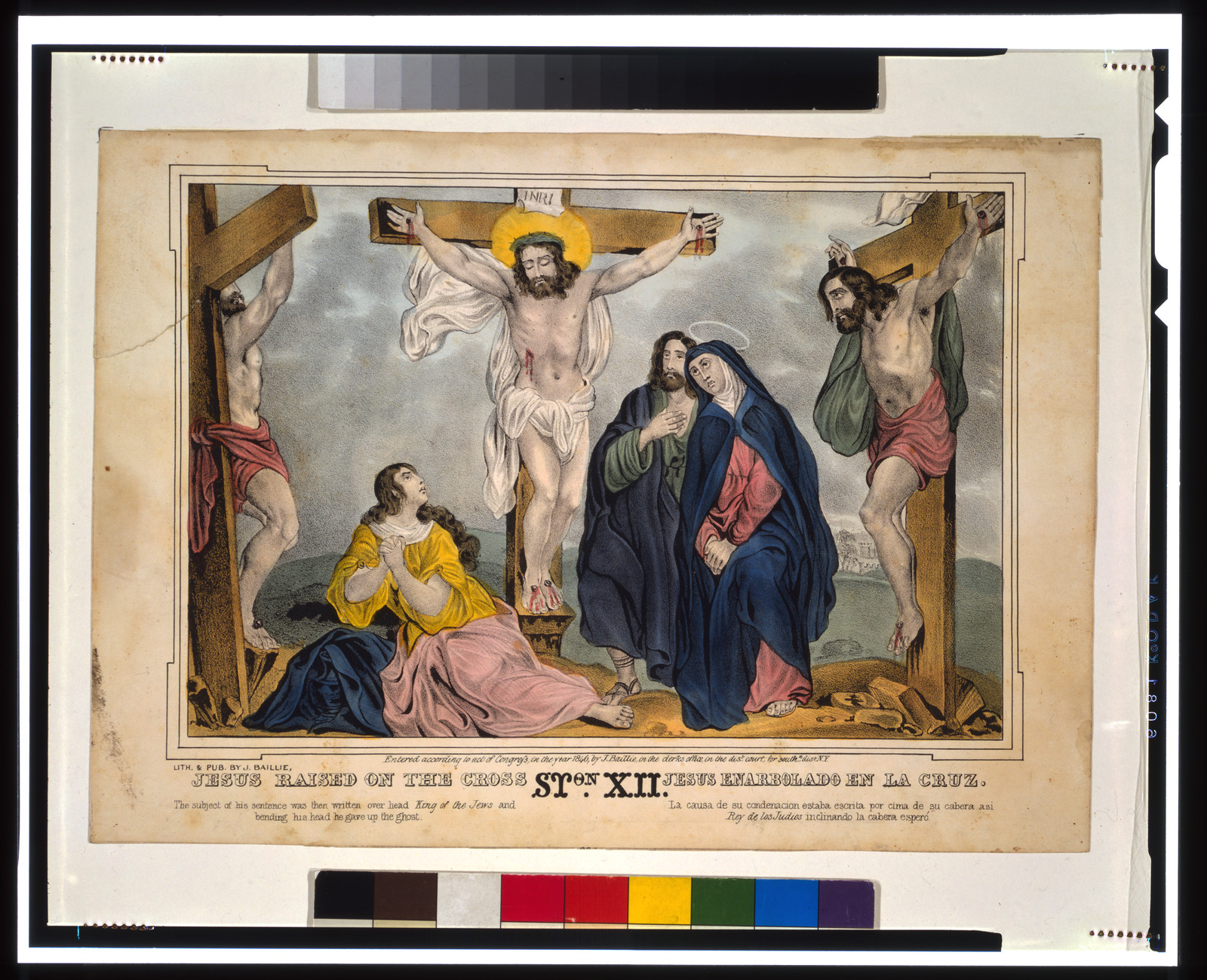 Jesus raised on the cross / lith. & pub. by J. Baillie., c1846. — antique lithograph