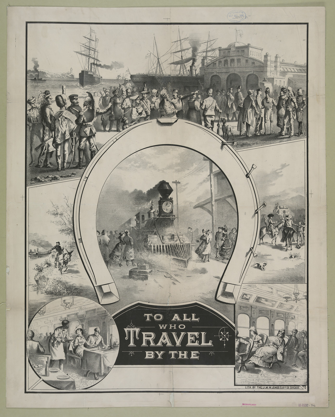 To All Who Travel by the Horseshoe lithograph advertisement — antique lithograph
